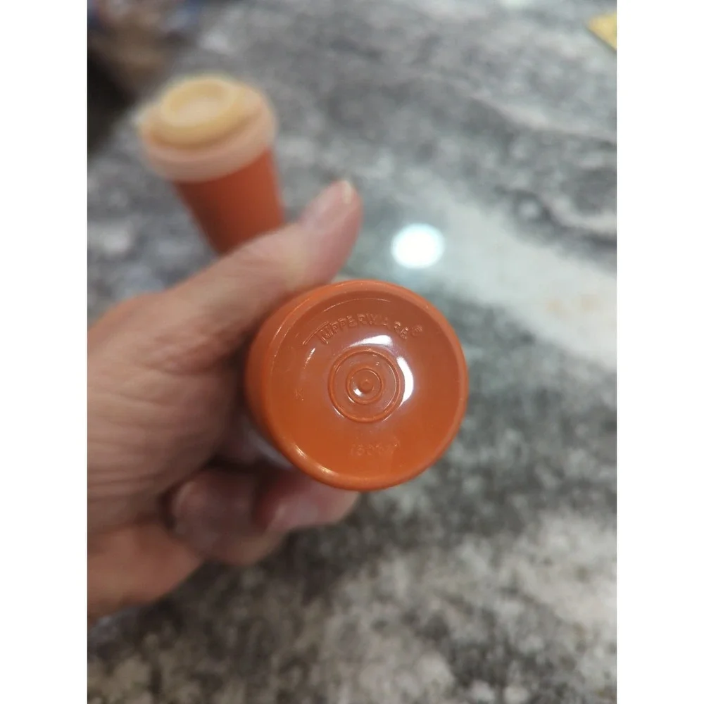 Vintage Tupperware Picnic Salt & Pepper Set 1970's Harvest Orange